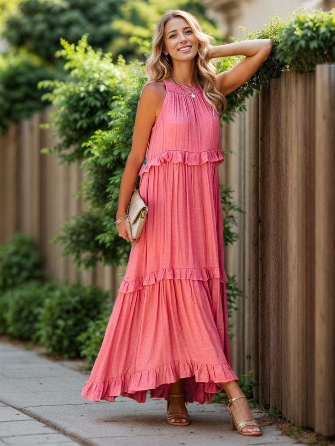 Twirl for Me Ruffled Sleeveless Maxi Dress with Pockets - SwagglyLife Home & Fashion